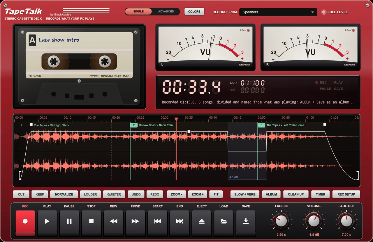 TapeTalk in its Cherry finish